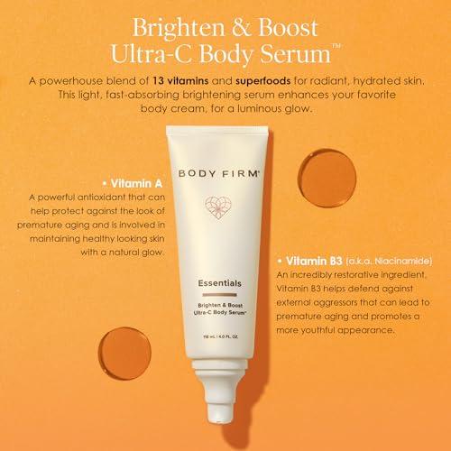 Crepe Erase Crepe Erase Brighten & Boost Ultra-C Body Serum, Anti-Aging Skin Care, Firming Body Moisturizer w/Vitamin C, Moisturizing Shea Butter & Cocoa Butter to Support Wrinkle, Crepe Skin & Collagen, 4 fl oz