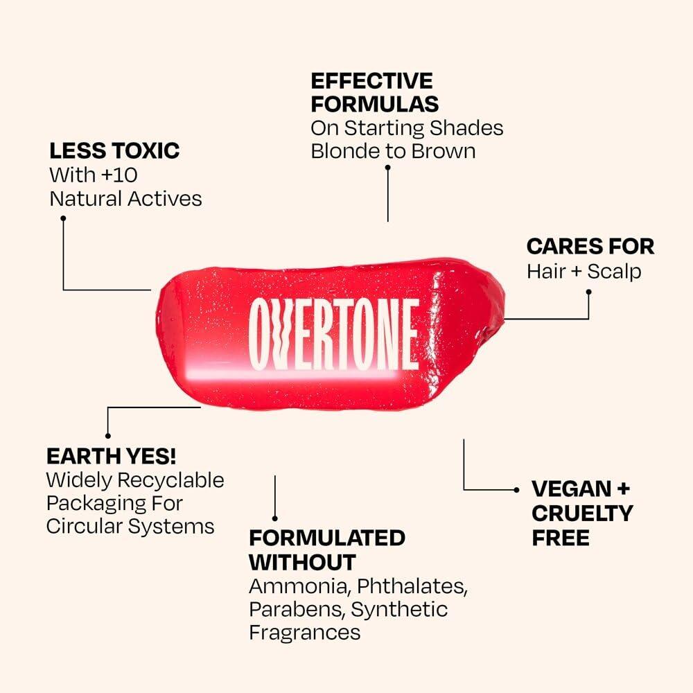 oVertone Overtone Color Depositing Semi-Permanent Hair Dye Conditioner - 8 oz For Natural & Color-Treated Hair, Moisturizing Shea Butter & Coconut Oil - Vegan & Cruelty-Free, Pink for Brown is now Raspberry