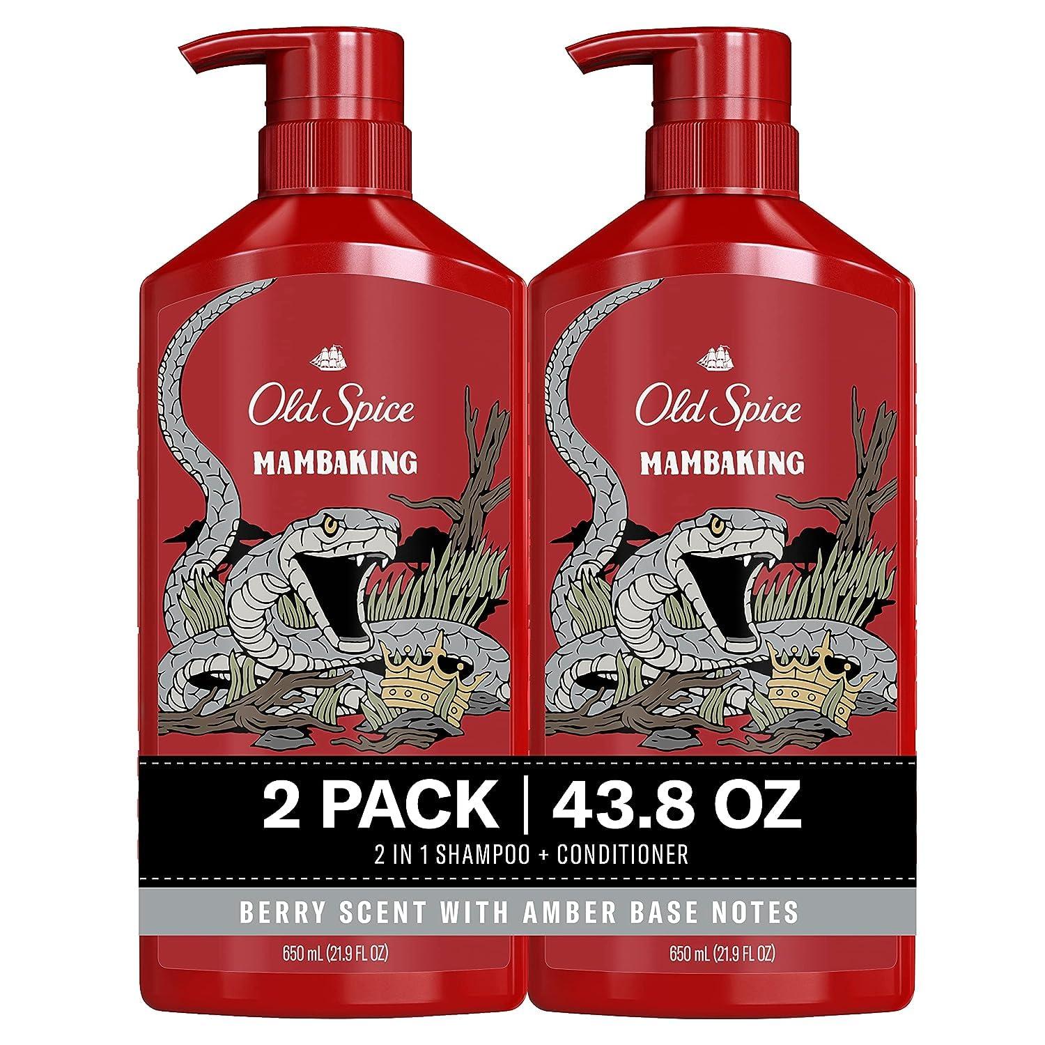 Old Spice Old Spice Men's 2-in-1 Shampoo and Conditioner, MambaKing, Twin Pack, 43.8 Fl Oz