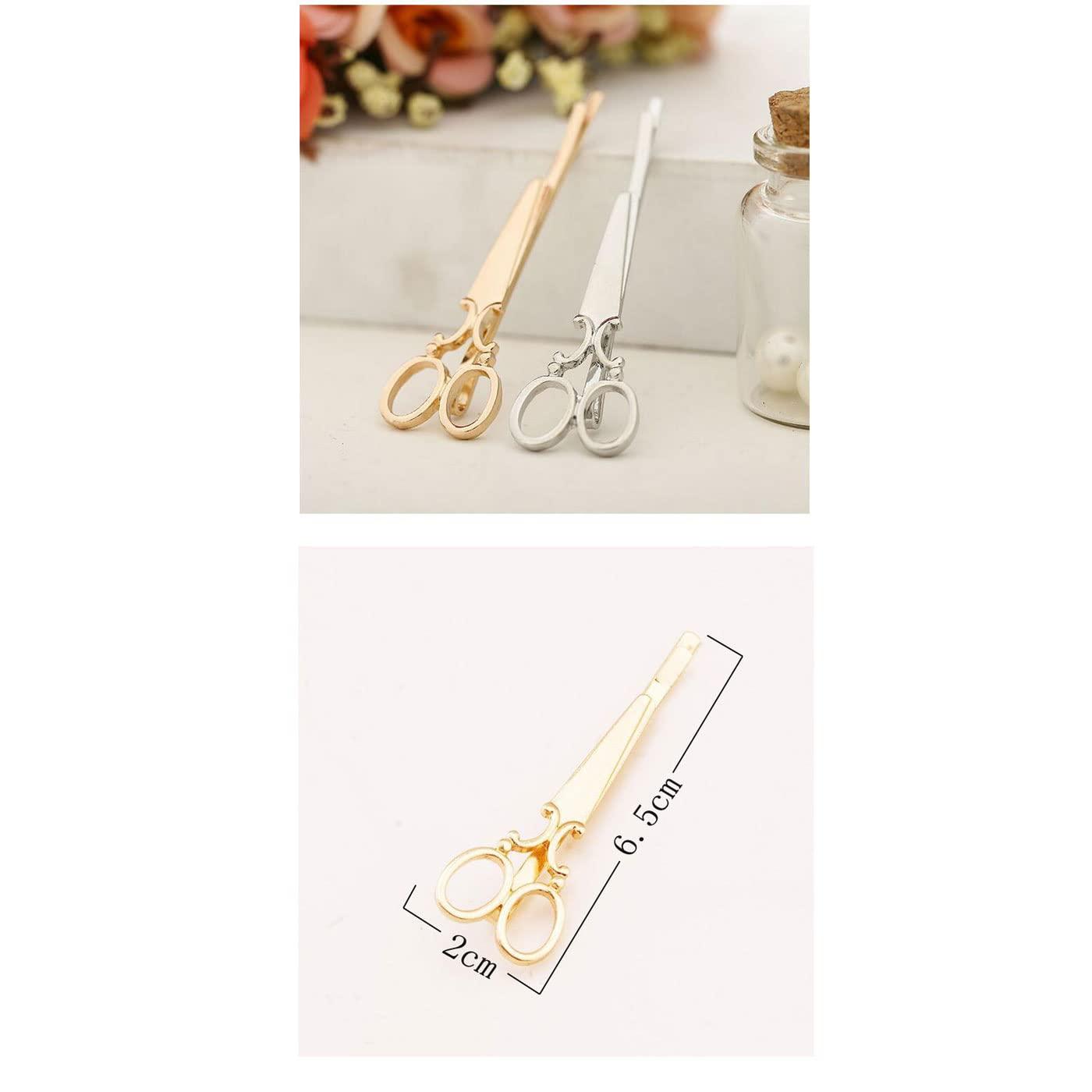 Spangmaoile Personalized Scissors Shape Hair Clips Punk Hair Pin Cute Claw Barrettes Side Clip Hair Accessories for Women Girls Gift 2PCS (scissors shape, Silver)