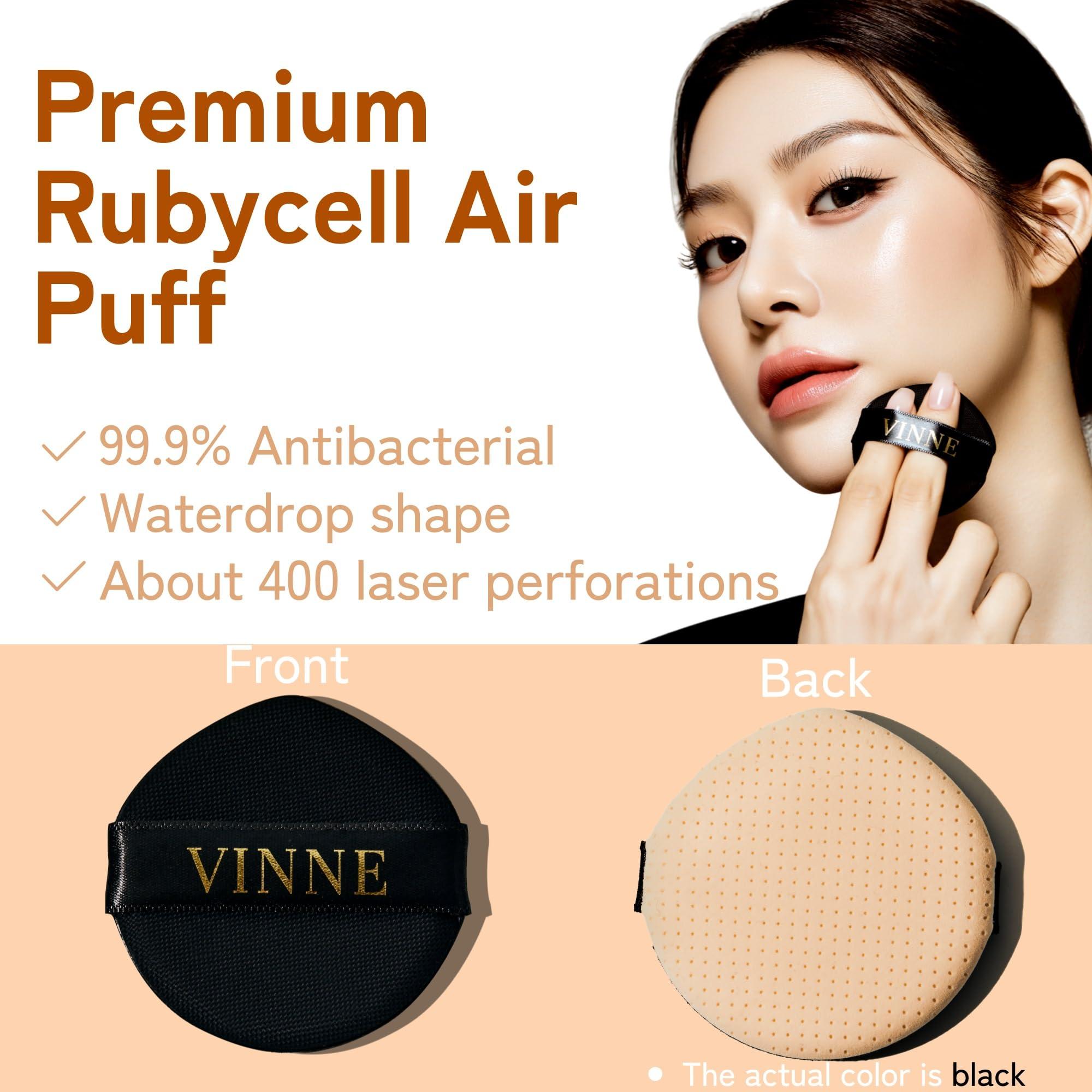 VINNE VINNE Korean Cushion Foundation, Lightweight, Essence Makeup Natural and Dewy Finish, 12-Hour Lasting Effect, 0.42 Oz- #21 Light Beige (Refill Not Included)
