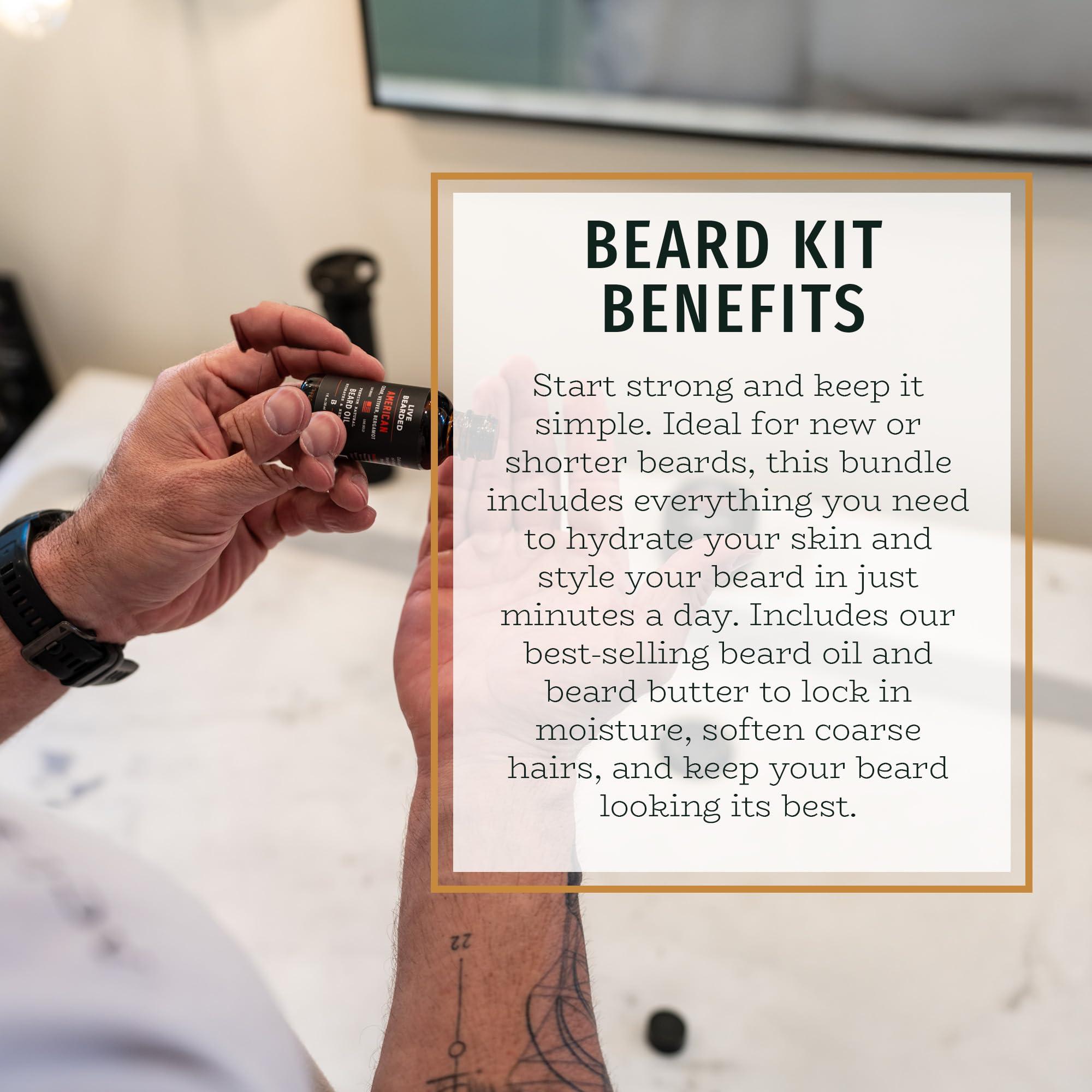Live Bearded Live Bearded: Beard Oil and Beard Butter Grooming Kit - American - All-Natural Ingredients with Shea Butter, Argan Oil, Jojoba Oil and More - Beard Growth Support - Made in The USA