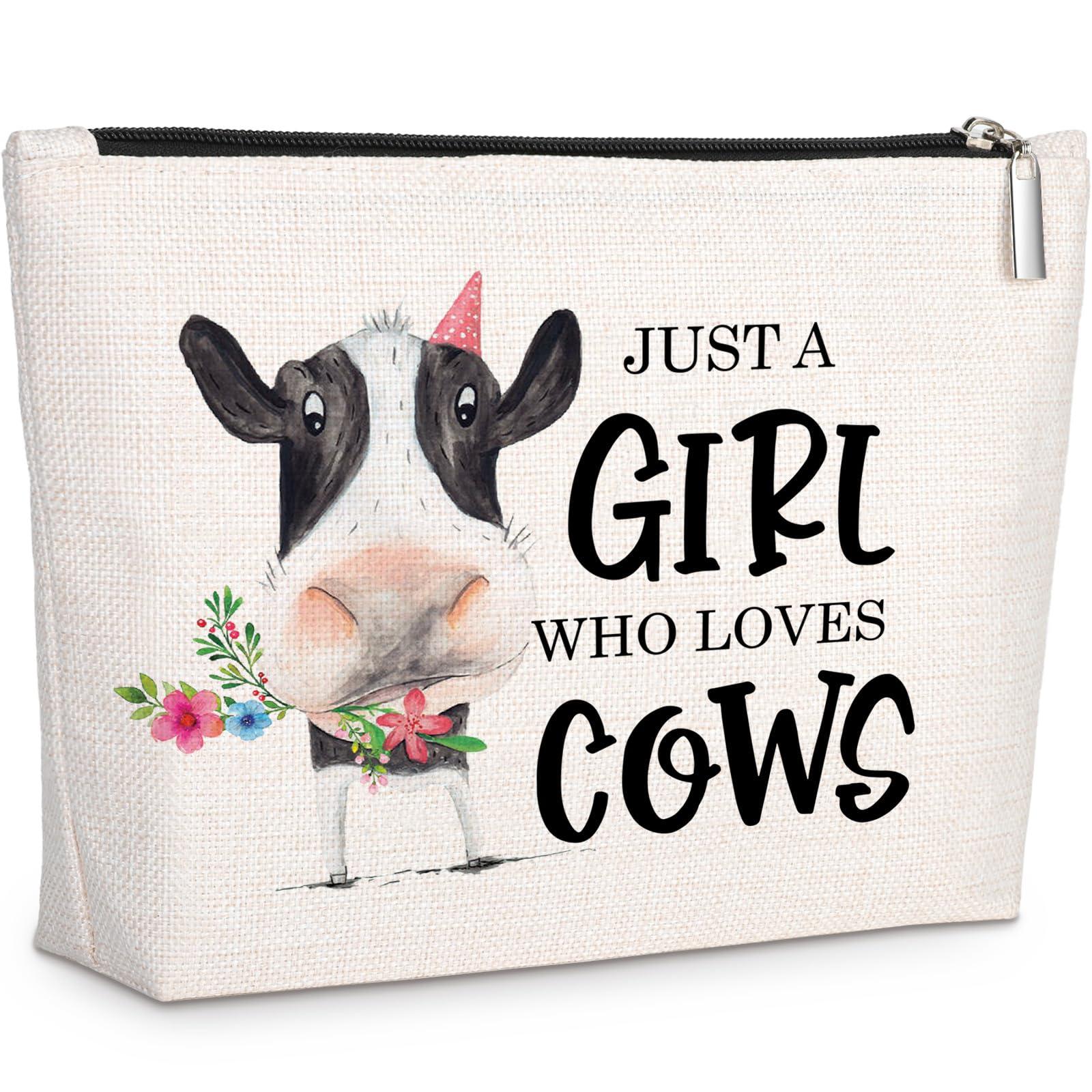 GevGuxLuo GevGuxLuo Cow Gifts for Cow Lovers, Cow Makeup Bag for Women with Mirror, Cow Birthday Gifts Ideas for Daughter Sister Bestie, Cute Cow Themed Gifts Animal Lovers Gifts for Women Who Loves Cows