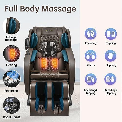 Real Relax Real Relax Massage Chair, SL Track Full Body Zero Gravity Massage Chair Recliner with App Control, Favor 05 (Brown)
