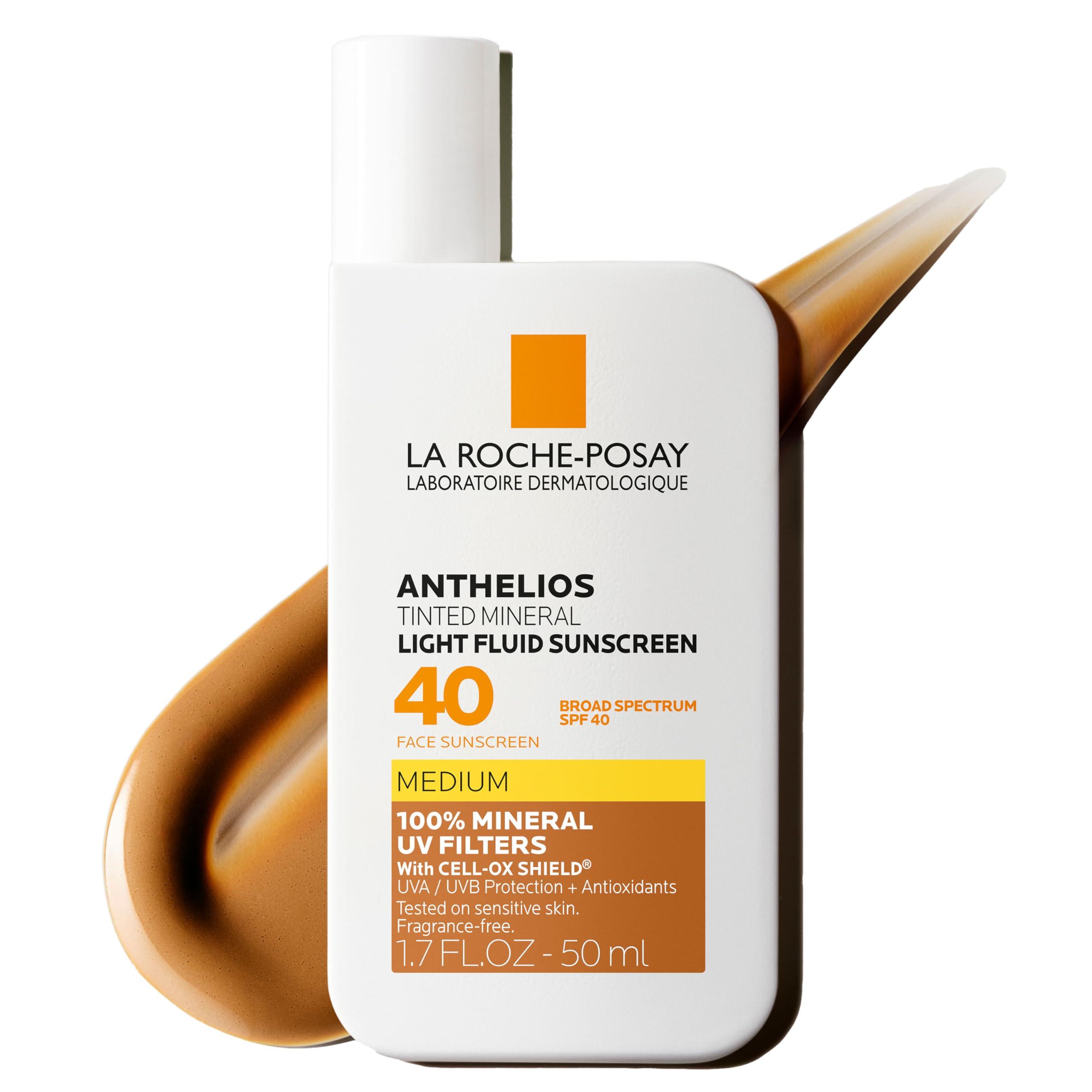 La Roche-Posay La Roche-Posay Anthelios Tinted Sunscreen SPF 40+, Broad Spectrum SPF + Antioxidants, Titanium Dioxide & Zinc Oxide Sunscreen, 4 Flexible Shades With No White Cast, Oil Free & Oxybenzone Free