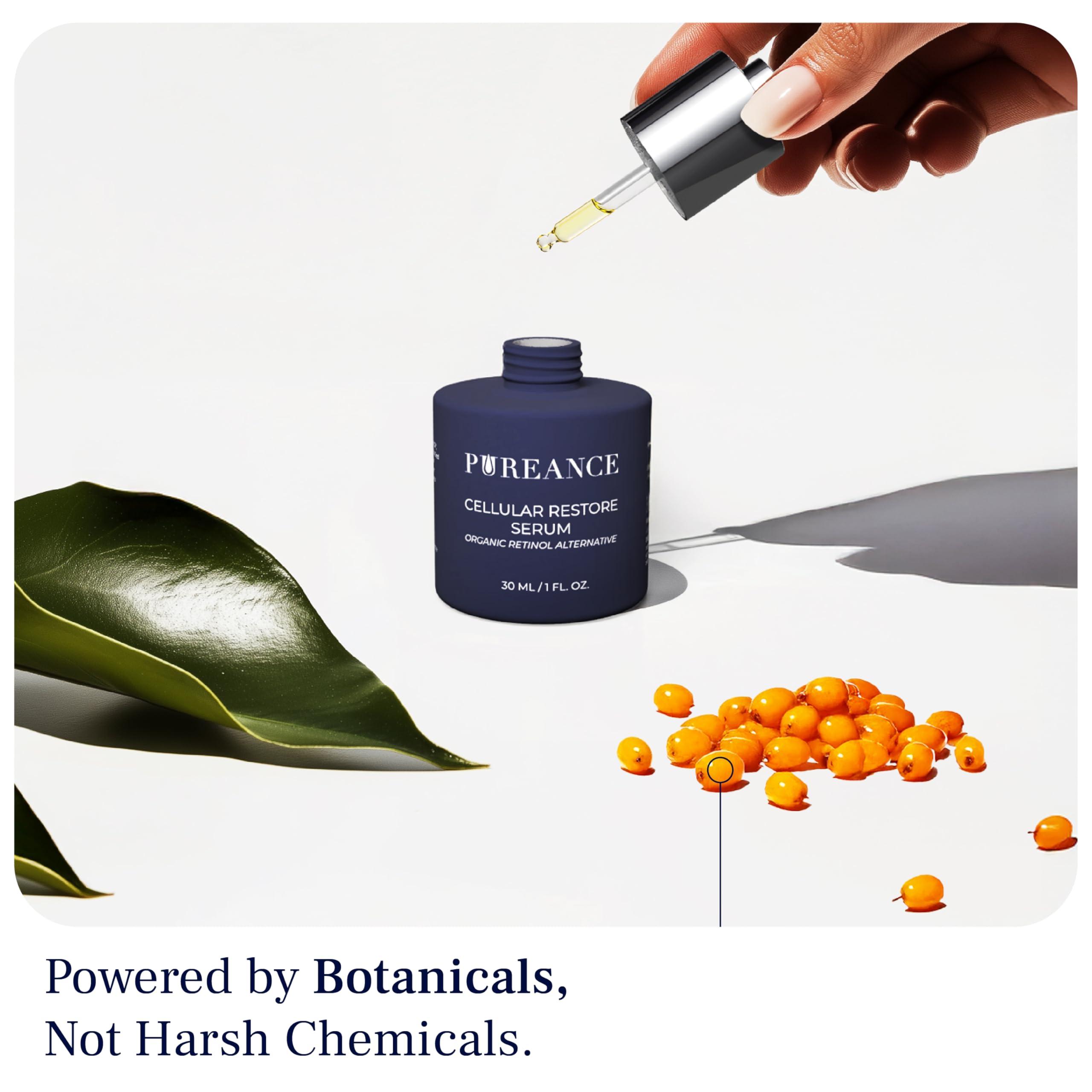 PUREANCE PUREANCE Organic Retinol Bakuchiol Serum for Face with Jojoba Oil, Sea Buckthorn, Bakuchiol oil I Anti Aging Collagen Booster Serum, Reduces Fine Lines & Wrinkles I 1 Fl Oz