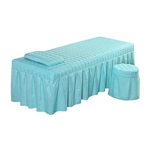 Tongina Tongina Massage Hotel Table Bed Skirt Valance Sheet with Breath Hole Pillow Case Stool Cover for Beauty Salon, Blue