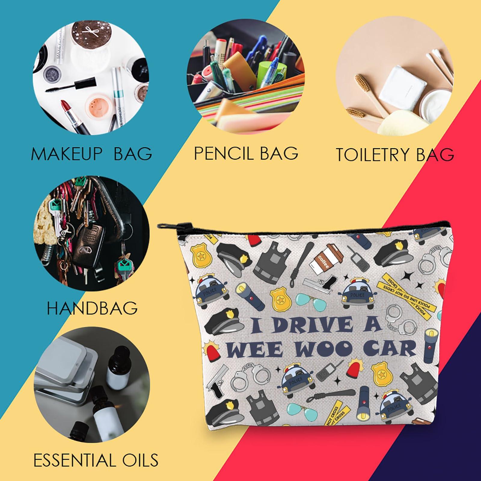 MNIGIU MNIGIU Funny Police Gift Cop Cosmetic Bag Police Officer Gift Police Grad Gift For Female (CAR Bag)