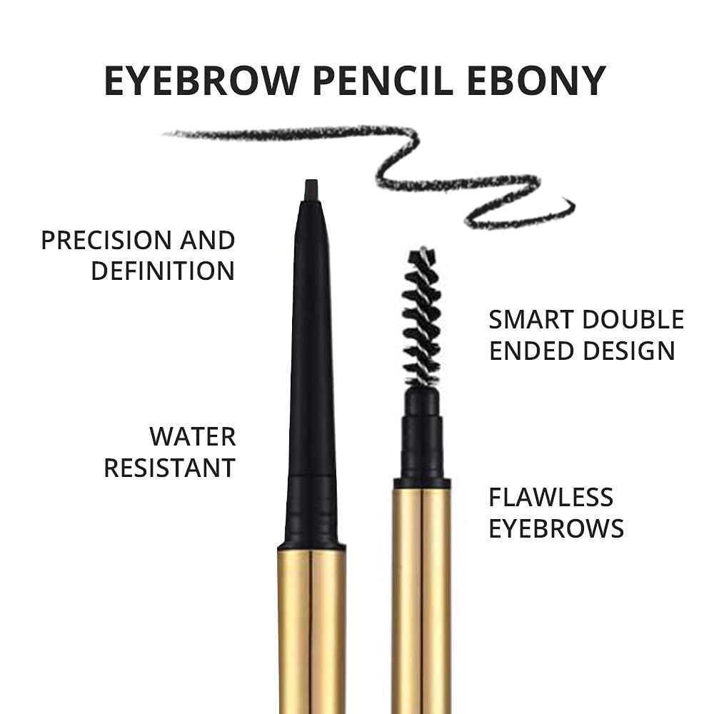 Melanie Jovanovic Eyebrow Definer Pencil | Fill in Draw Fine Lines and add volume to your Brows | Long Lasting and Waterproof | Precision Smart Double Ended Design | Mela Beauty Studio Professional Makeup (Ebony)