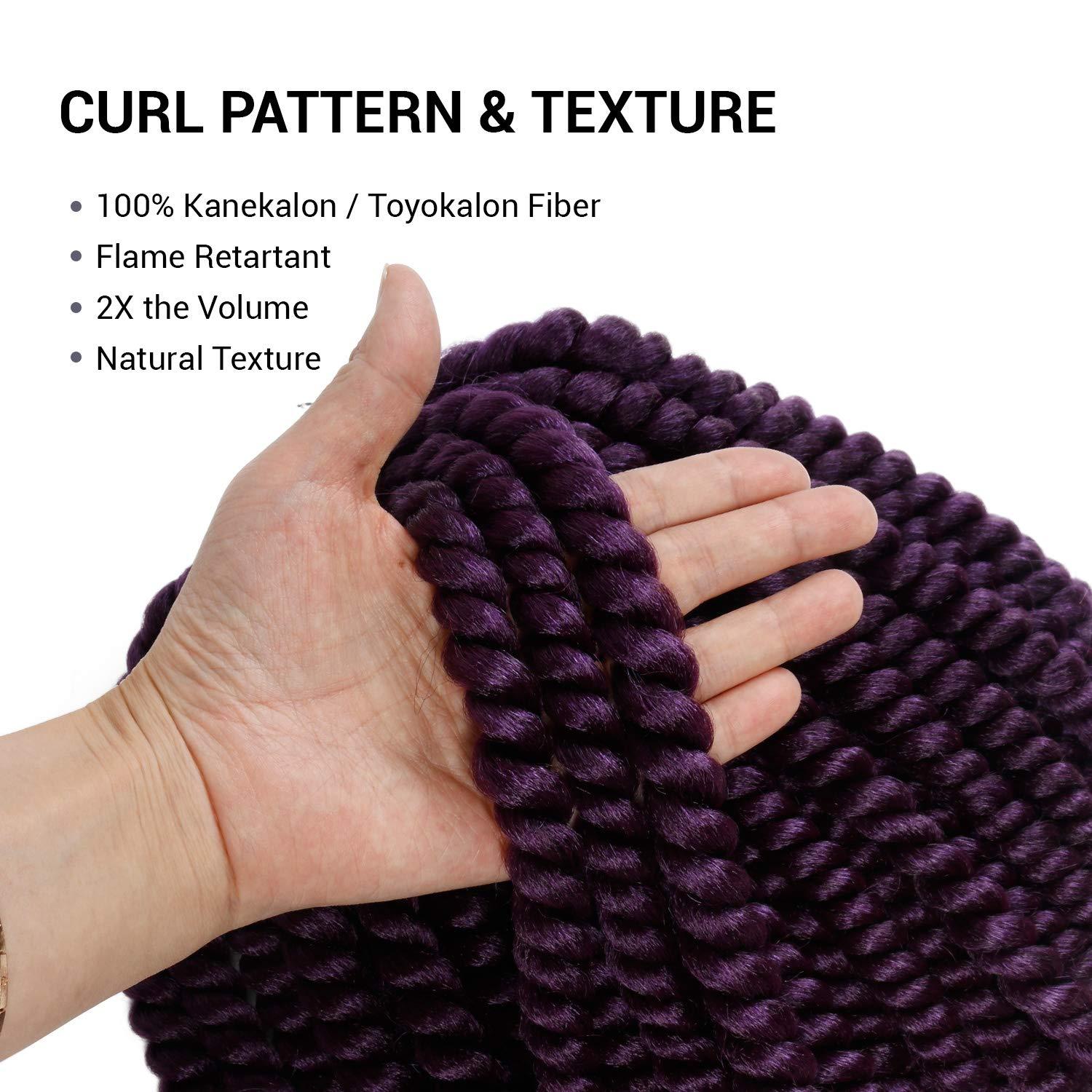 AU-THEN-TIC AU-THEN-TIC Jumbo Senegalese Twist Crochet Hair, 12 Inch, 6 Pack, Synthetic Extensions for Havana and Mambo Twist Styles, (Purple)