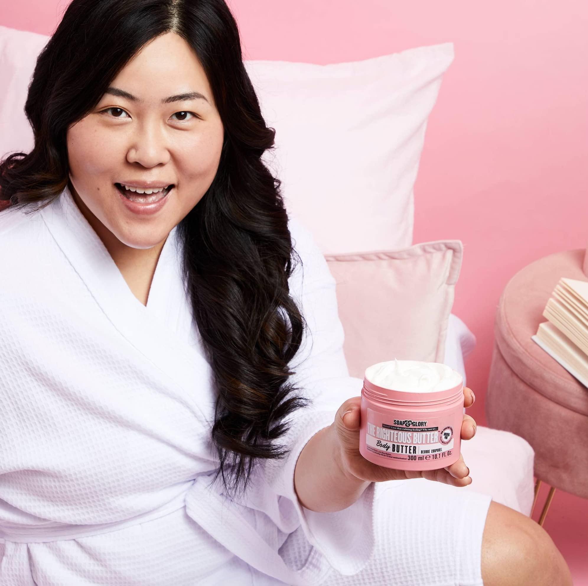 Soap & Glory Soap & Glory The Righteous Moisturizing Body Butter - Hydrating Vegan Body Moisturizer for Dry Skin with Shea Butter, Vitamin E & Rosehip Seed Oil - Rich Cream for Women & Men (300ml, 2 pack)