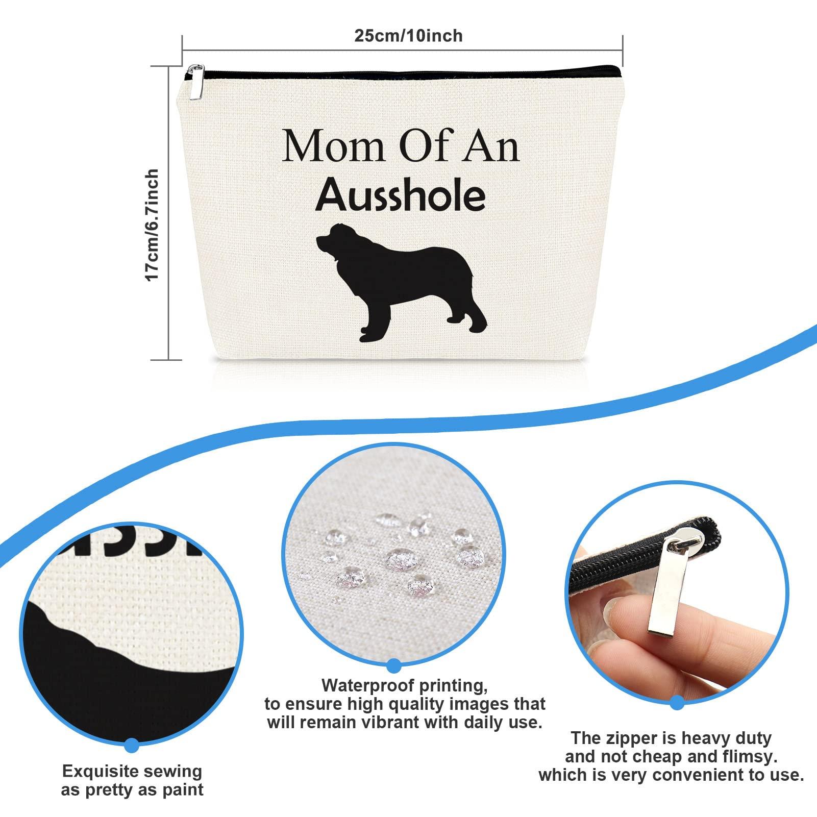 Mikela Australian Shepherd Gift Aussie Lover Gift Makeup Bag for Women Dog Mom Dog Owner Gift Cosmetics Bag Aussie Dog Mom Gifts Mother\'s Day Christmas Birthday Gift for Australian Shepherd Owner Travel Bag