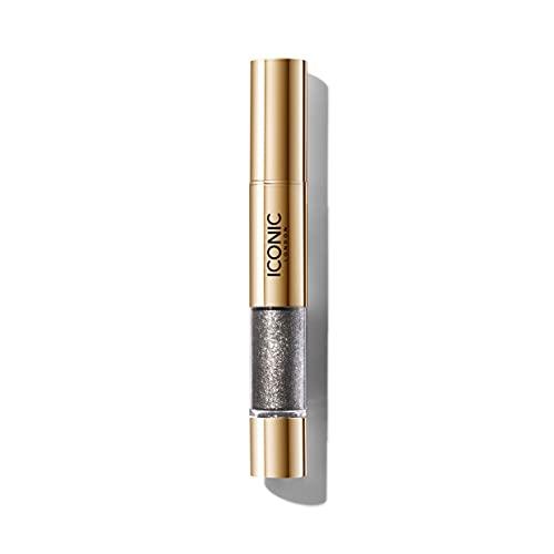 ICONIC LONDON ICONIC LONDON Glaze Crayon | Dual Ended Eyeshadow Stick for Sparkling, Wet-Look Glazed Effect, Cruelty Free, Vegan Makeup, Onyx (Gunmetal) 0.92 oz