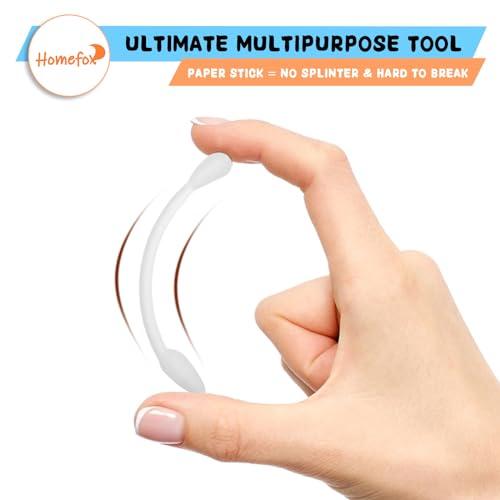 HOMEFOX HOMEFOX XL Thick Cotton Swabs Pointed Precision - 250 Count Extra Large - Pointy Organic Cotton Buds Double Side Tightly Wrapped Cotton Tips Paper Stick Cruelty-Free, XL Pointy & Round White