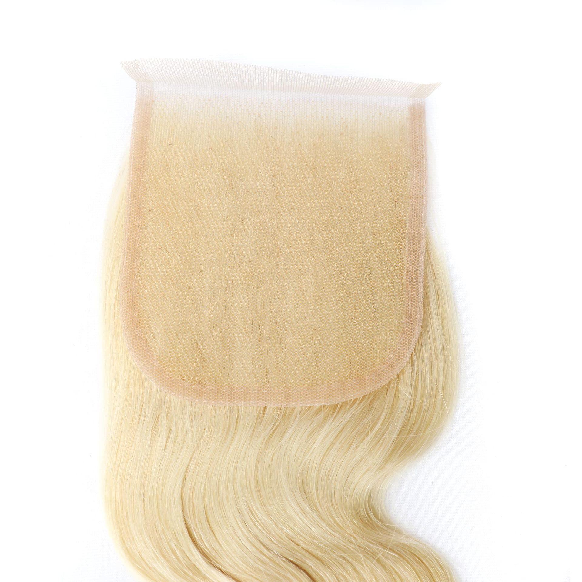 SVOSVA Lace Closure Unprocessed Body Wave Virgin Human Hair High Density 4x4 16inch Lace Closure Blonde Pre Plucked with Baby Hair Transparent Lace Natural Hairline