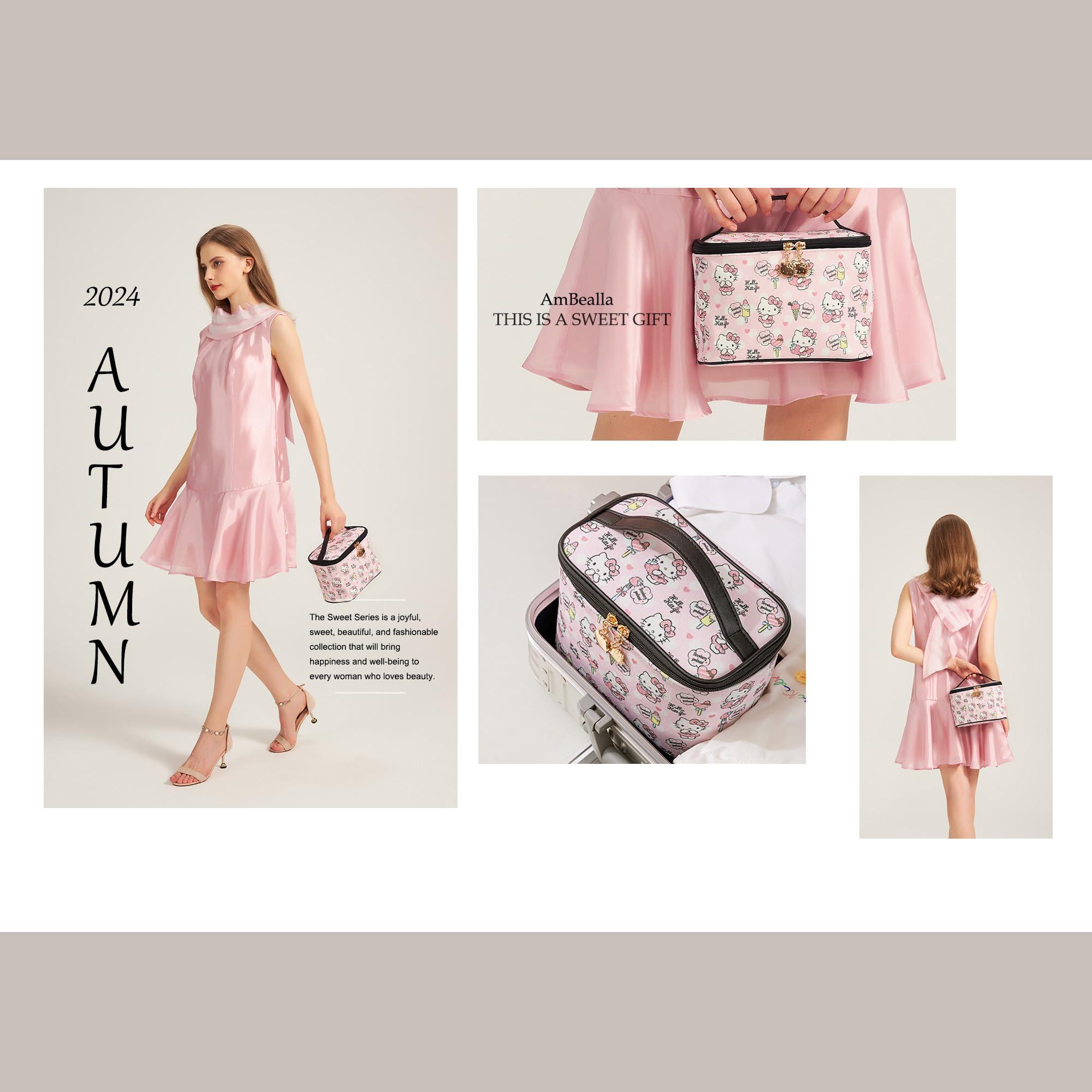 AmBealla AmBealla Make up Bag Travel Cosmetic Bags Brush Holder Zipper Pouch Case Organizer Cute Organizer Suitable for Purse for Women (07 Sweet Candy)