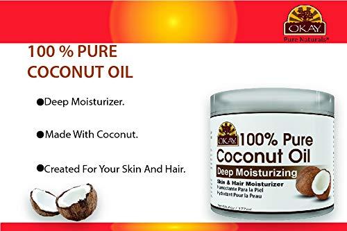 Okay Okay 100% COCONUT OIL for HAIR and SKIN in JAR 6oz / 177ml (Pack of 2)
