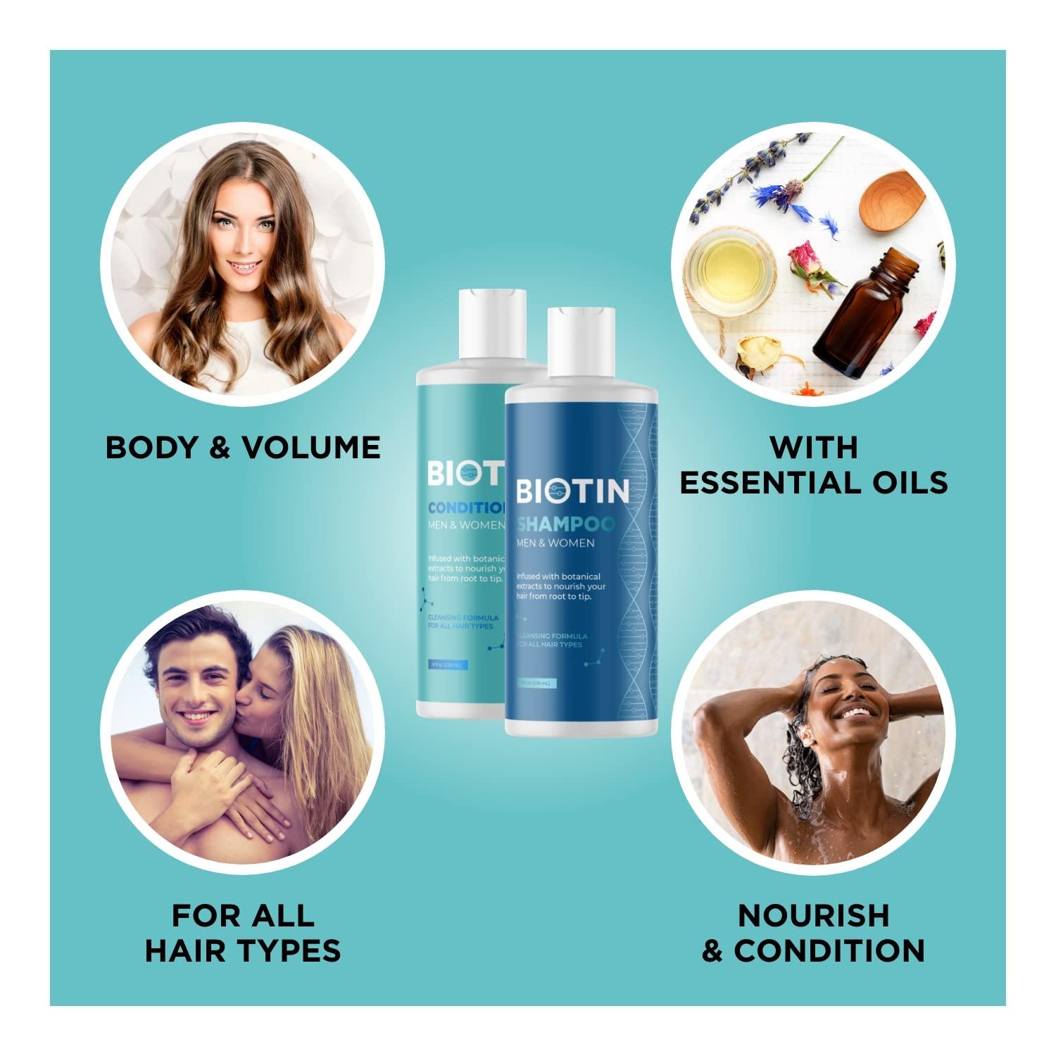 Maple Holistics Hair Growth and Thickening Set for Women and Men - Biotin Infused Shampoo, Conditioner, and Hair Thickening Serum with Castor and Rosemary Oil