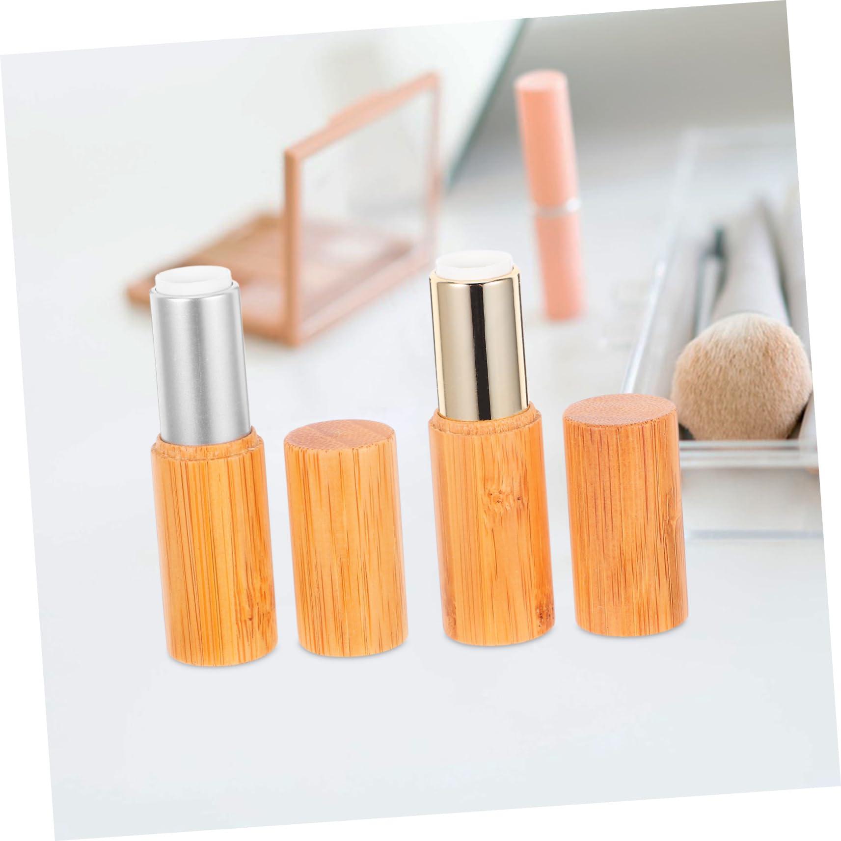 balacoo balacoo 2pcs Wood Lip Balm Tubes Diy Lip Gloss Tube Refillable Bottles Bottles Sample Container Lip Gloss Tubes Lip Balm Bottle Bamboo Wooden Tube