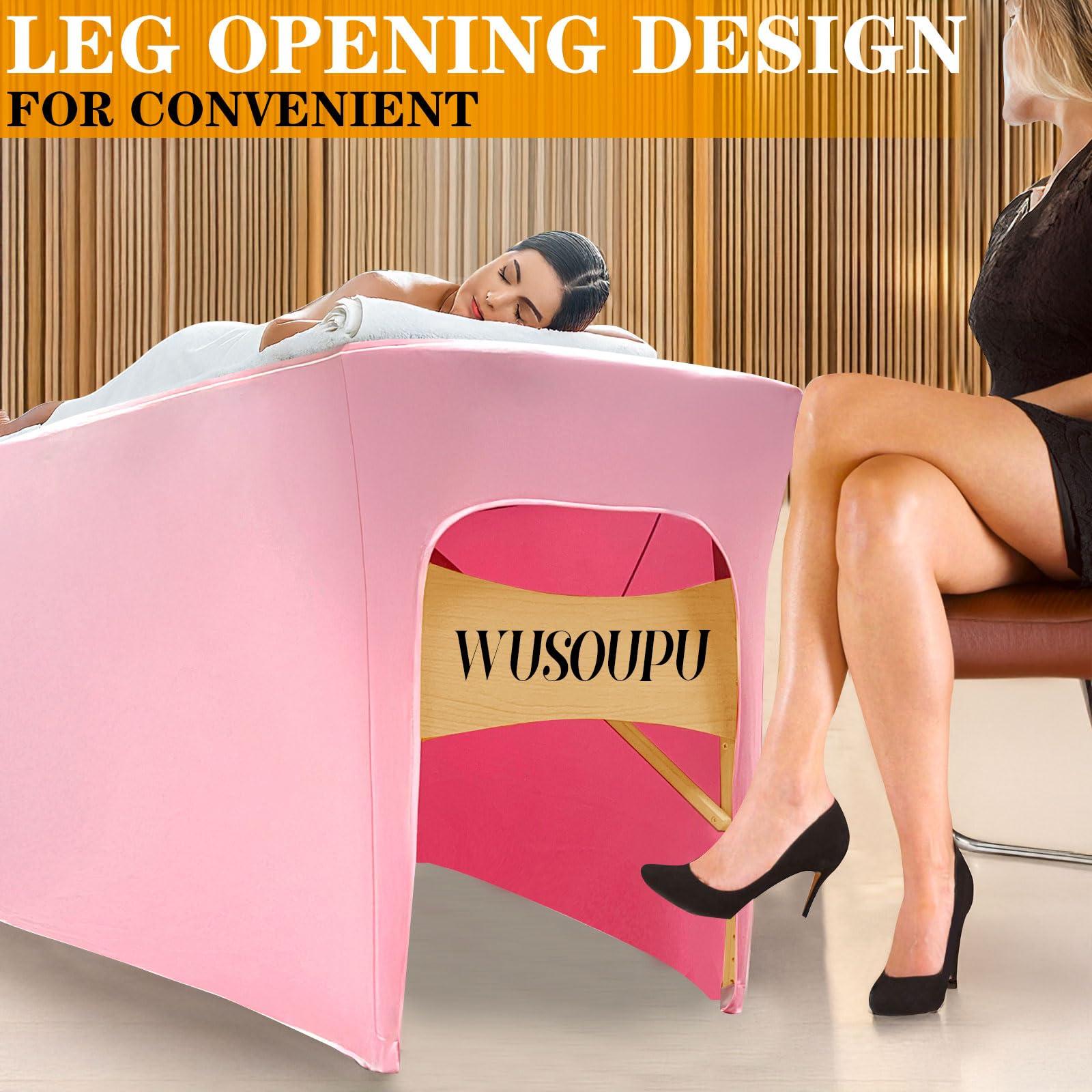 WUSOUPU Pink Lash Bed Cover Wipeable PU Leather Massage Table Cover Waterproof, Ultra-Durable Massage Bed Cover Wrinkle-Resistant Silky Spa Bed Cover Vegan Leather Tablecloths for 6 ft Rectangular Table