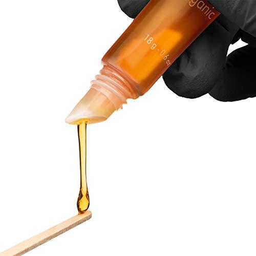 MOOM MOOM Organic Eyebrow Waxing Kit with Pomegranate Oil & Chamomile - Natural Sugar Hair Removal Glaze with 12 Reusable Strips & 4 Applicators for Sculpting 0.6 oz. 1 Pack