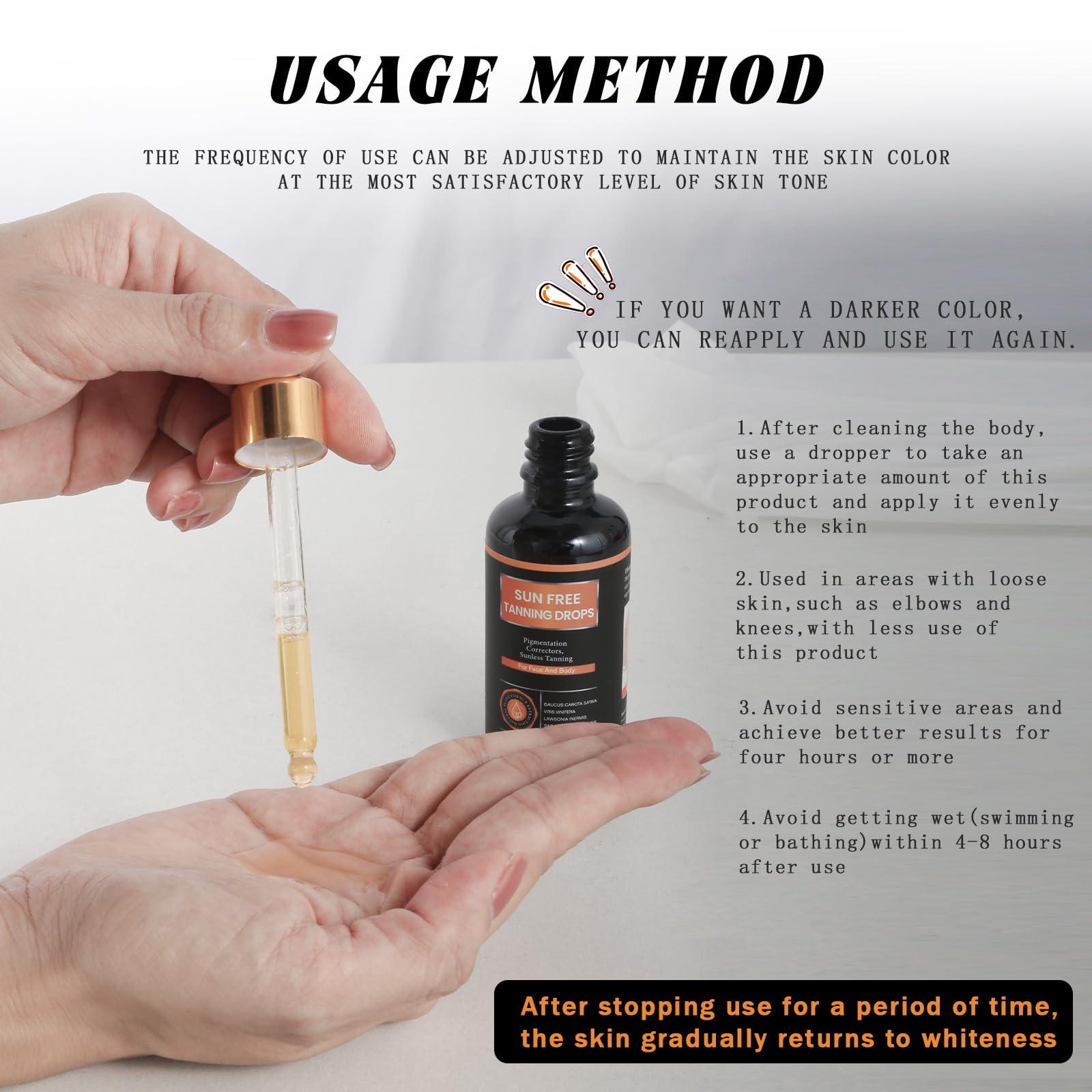 PIPIGE Sun Free-Self Tanning Drops-Bronzing Face Drops-Sunless Self-Tanner for a Natural,Plant extraction formula-DHA content 7%-8%.Moisturizing Bronzing Drops for Face & Body