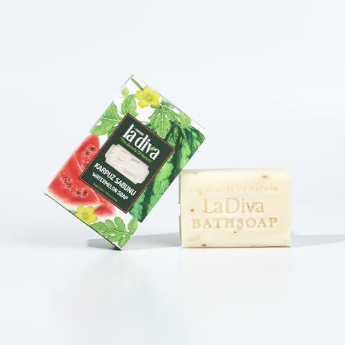 La Diva La Diva Organic Soap Collection - Hand Soap - Argan, Coconut Oil, Collagen, Donkey Milk, Lavender, and More - Premium Bar Soaps for Daily Hydration and Skin Nourishment (Watermelon)