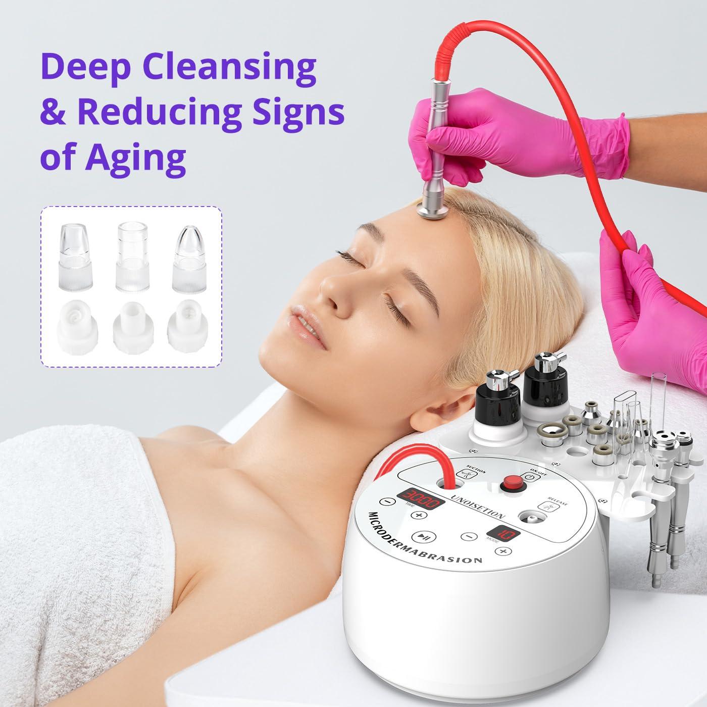 UNOISETION UNOISETION Diamond Microdermabrasion Machine, 4 in 1 Professional Dermabrasion Facial Machine with LED Display and Silicone Tips, Home Use Facial Skin Care Equipment