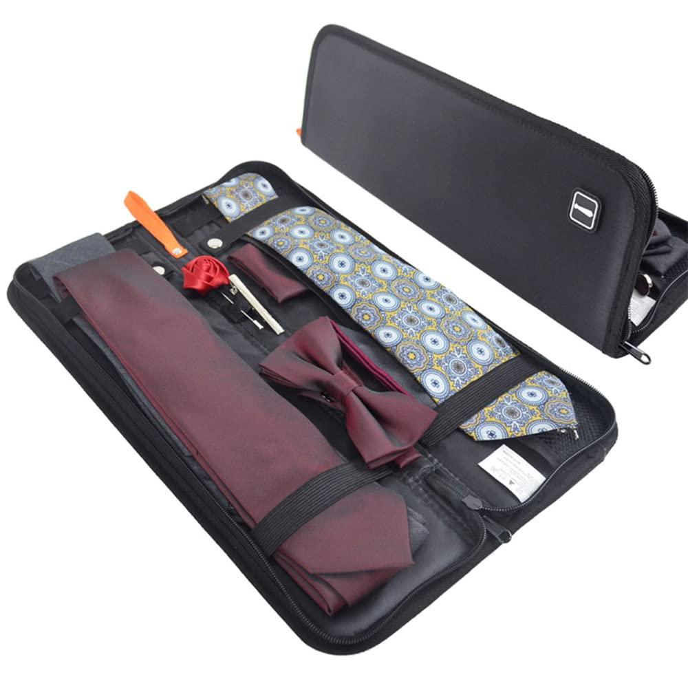 navor navor Travel Tie Case - Premium Tie Holder for Tie Necktie Bow Tie Bar and Cufflinks - Mens Portable Tie Storage Box - Tie Storage Case Gift for Men - Men\'s Travel Tie & Cufflinks Holder