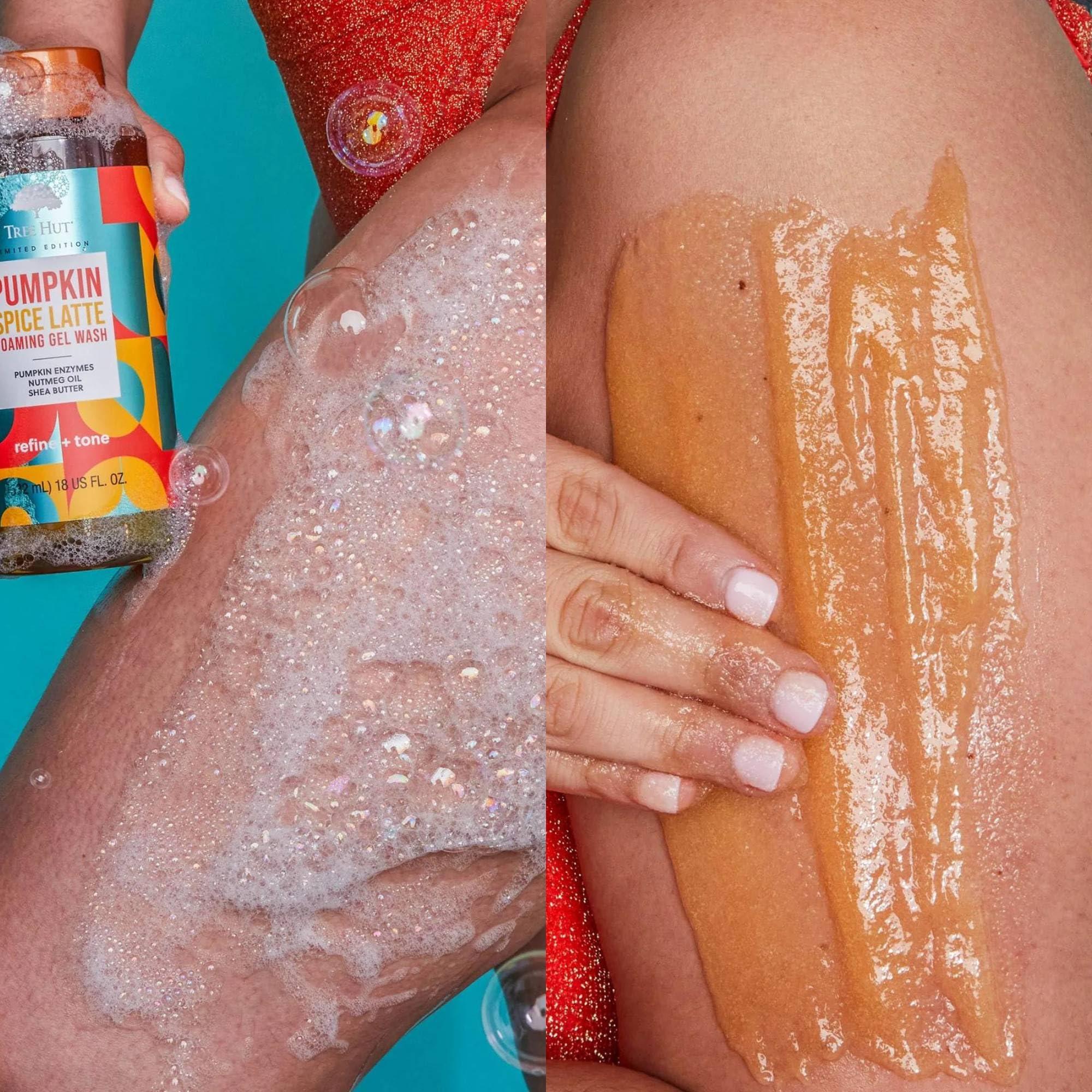 Beauty Patooty Beauty Patooty Pumpkin Spice Latte Shea Sugar Scrub And Foaming Gel Body Wash Bundled With Beauty Patooty Self-Care Kit - Makeup Bag, Lip Balm, And Sleep Mask