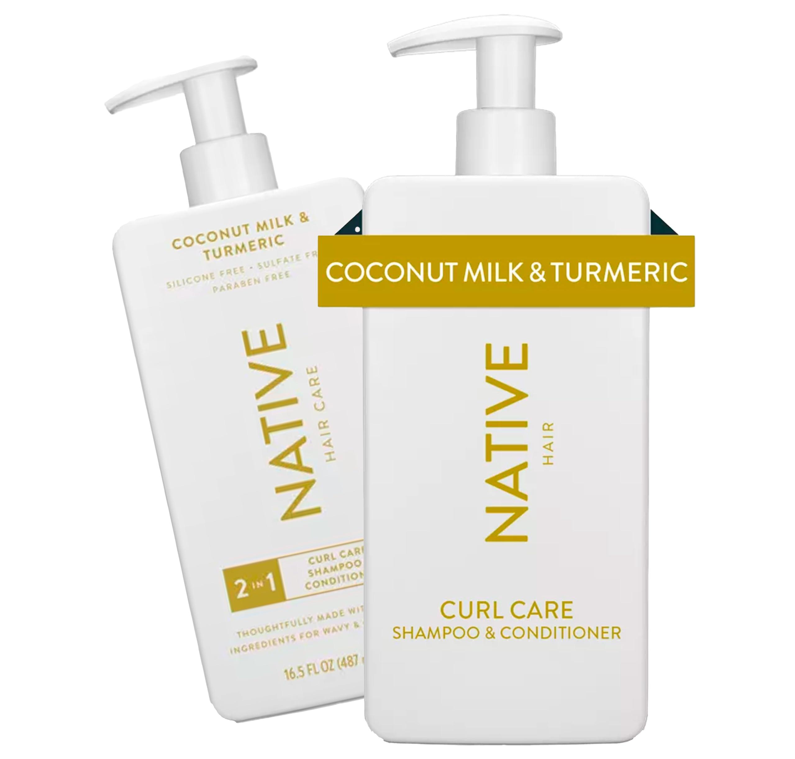 Hair Care Native - Hair - 2 in 1 - Shampoo and Conditioner - Coconut Milk & Turmeric - Contain Naturally Derived Ingredients | All Hair - Silicone, Sulfate and Paraben Free - 16.5 FLOz - Pack Of 01