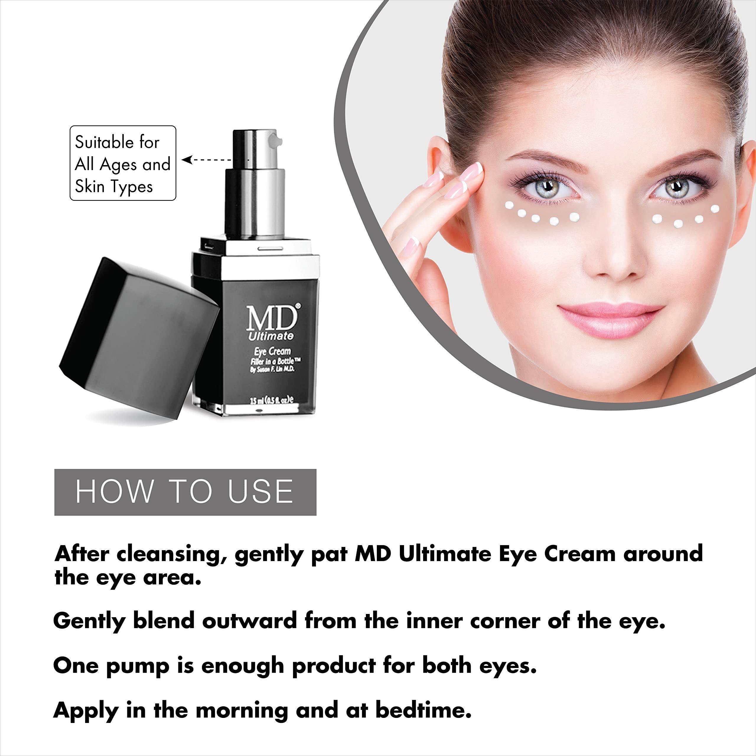MD Lash Factor MD Ultimate Eye Cream Under Eye Cream for Reduced Dark Circles, Puffiness, Wrinkles, Bags & Anti-Aging Enriched with Collagen, Peptides, Shea Butter for Firmness, Lifting & Moisturization