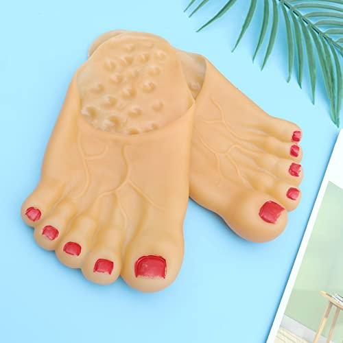 LUOEM Funny Barefoot Feet Slippers Realistic Big Shoe Covers Toe Slippers for Halloween Family Cosplay Costume Accessories