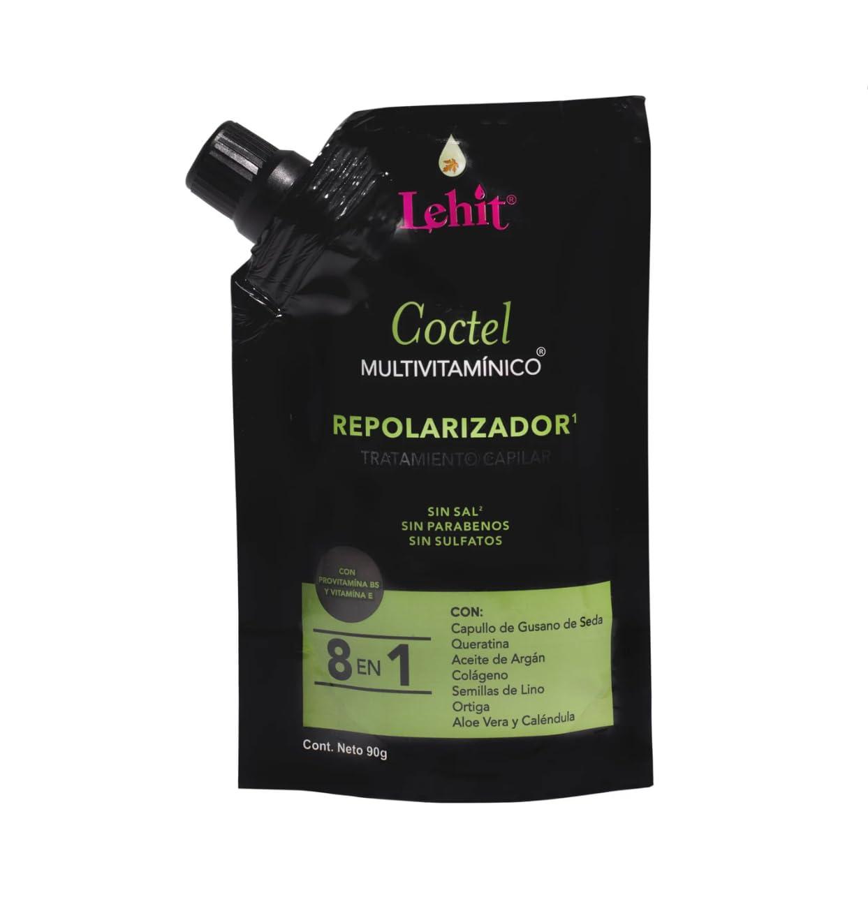 LEHIT Lehit - Coctel 8 En 1 Multivitaminico Repolarizador Tratamiento Capilar Cuidado Para El Cabello Alimento Y Nutricion Reparacion Total Anticaida - Repolarizer Treatment Cocktail (3 Ounces)