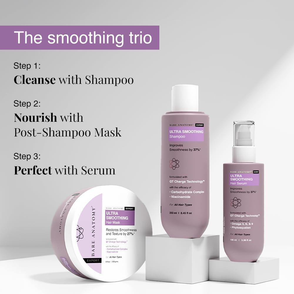 Bare Anatomy Bare Anatomy Ultra Smoothing Hair Serum Powered By Carbohydrate Complex & Niacinamide | Serum for Smooth & Shiny Hair | For Dry & Frizzy Hair | Women & Men | 50 ml