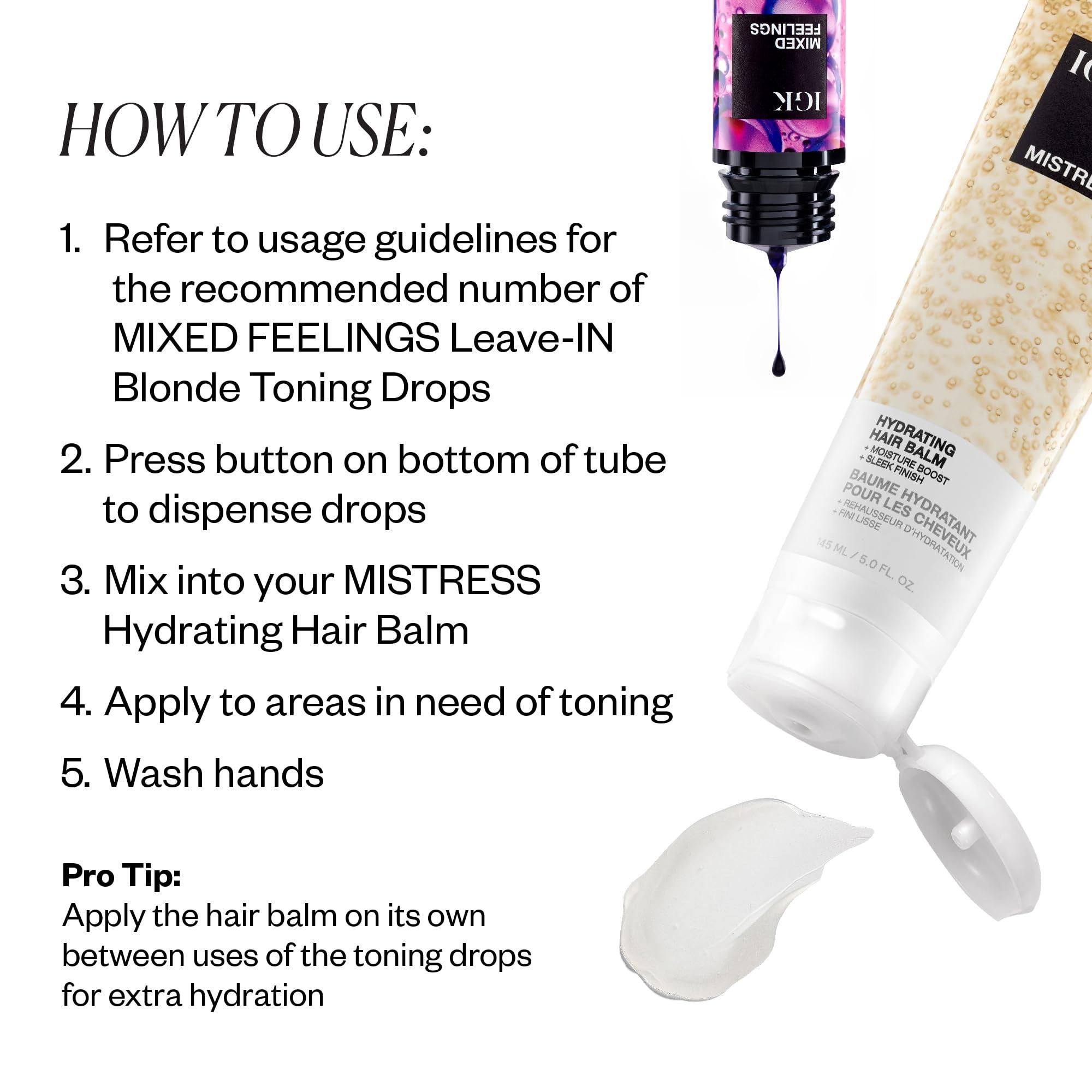 IGK IGK - MISTRESS X MIXED FEELINGS - Hydrating Hair Balm & Blonde Toning Bundle - Control Frizz, Adds Shine, Enhances Color - Haircare Bundle