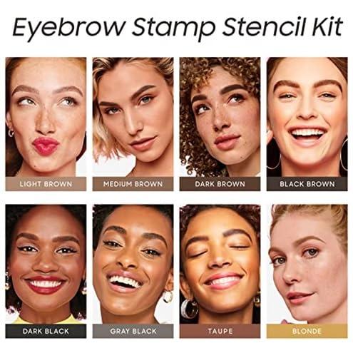 OETUIOW Eyebrow Stamp and Eyebrow Stencil Kit, Eye Brow Stencil Kit for Beginners 24 Reusable and Washable Eyebrow Shaping Kit, Brow Stencil and Stamp Kit Smudge-Proof & Long-Lasting (Dark Black)