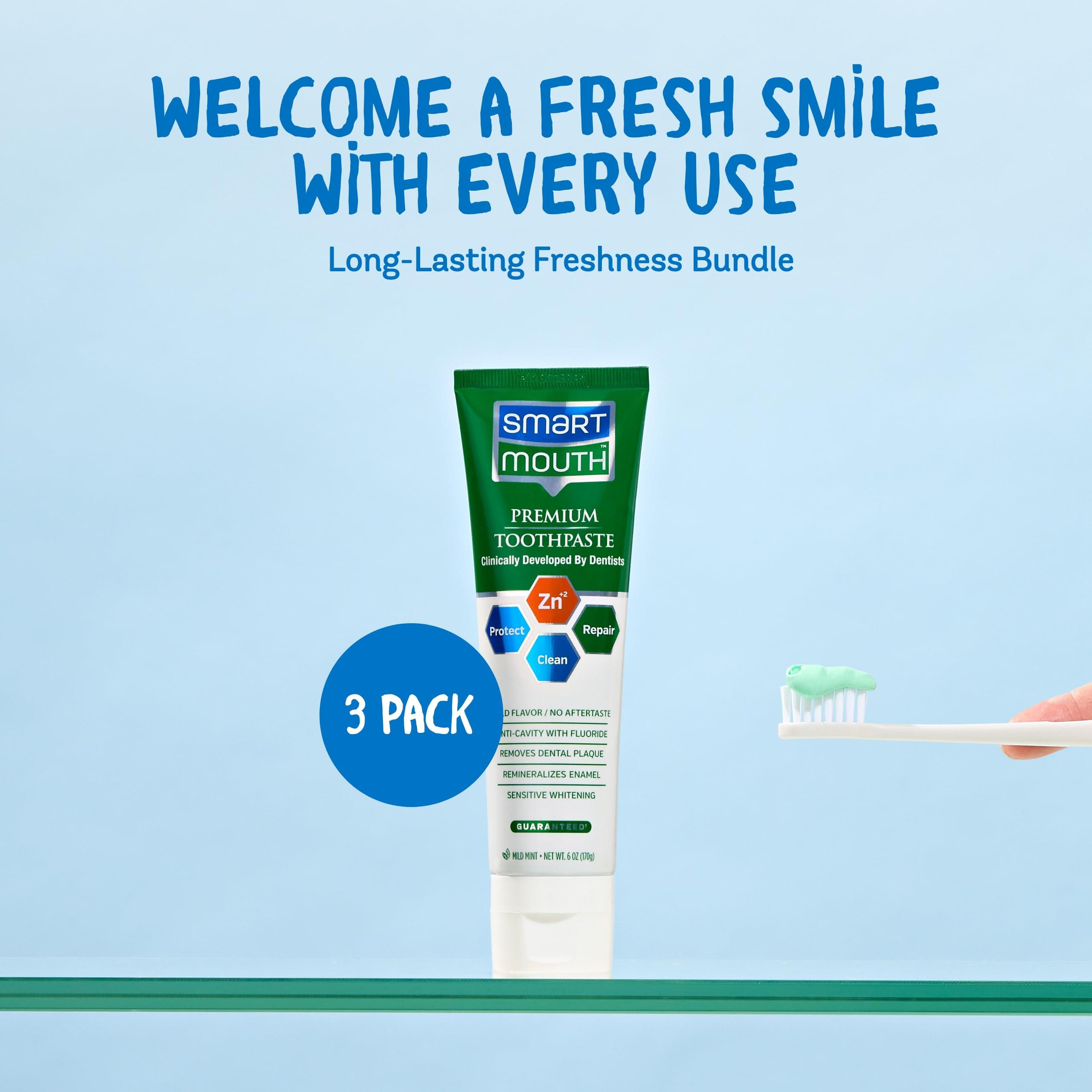 SmartMouth SmartMouth Toothpaste, Refreshing Mint, 6-Ounce Tube (Pack of 3)