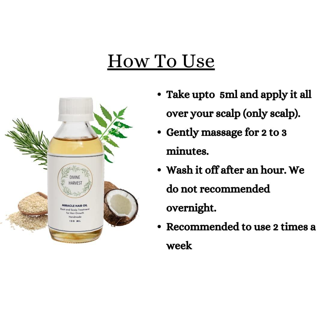 india Miracle Hair Oil, Root and Scalp Treatment For Hair Growth | Stimulates Hair Follicles | Promotes Hair Growth | Anti Hairfall | Handmade | Glass Bottle | 120ML For Men & Women