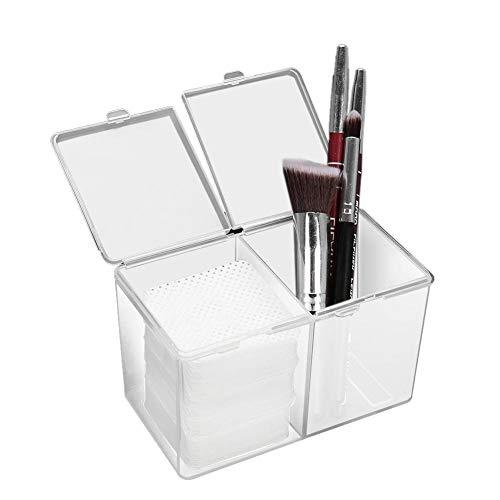 Sonew 2 Grids Storage Box, Multipurpose Cosmetic Organizer, Waterproof, Dustproof, Space Saving, Multifunction Transparent Storage Pads Swabs Container