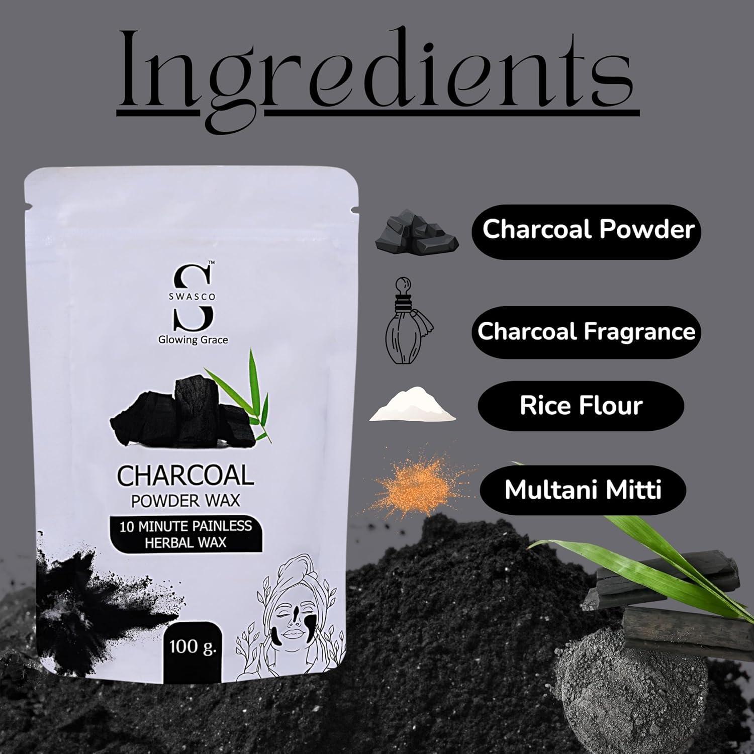 Generic Face and Body Herbal Organic Wax Powder for Hair Removal 100g | 10 Minutes Painless Face and Body Hair Removal Powder for Women and Men | Wax Powder Chemical-Free (CHARCOAL)