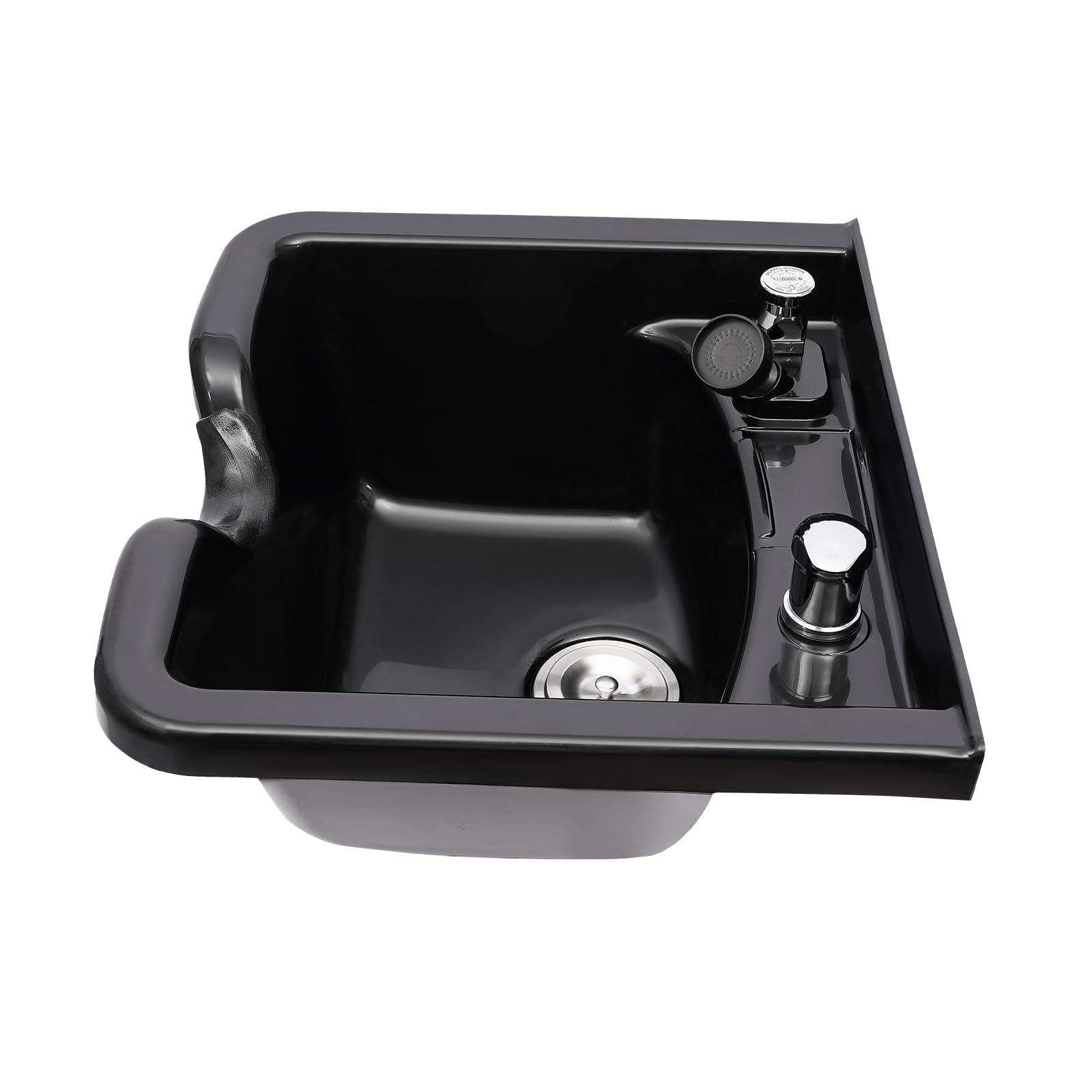 TdiriNar Shampoo Bowl For Salon, Wall Mounted Backwash ABS Salon Spa Barber Equipment With Spray Head, Professional Salon Spa Beauty Brushed Sink 9.84\" in Depth, Portable Shampoo Bowl for Hair Stylists