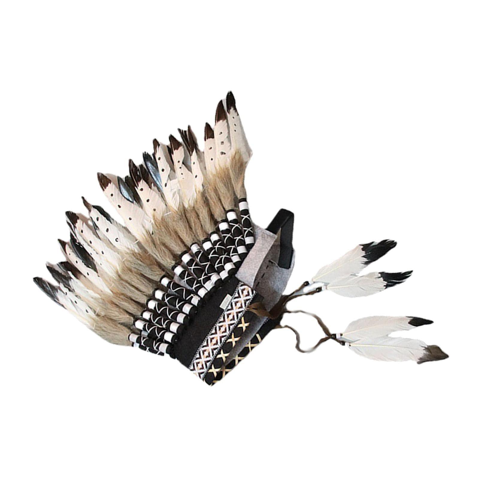 Generic Chief Indian Hat Feather Headdress Decorative Headwear for Halloween Show