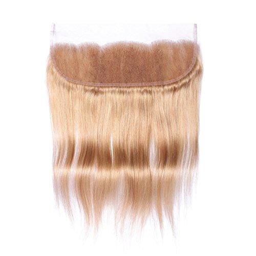 Tony beauty hair Tony Beauty Hair #27 Honey Blonde Brazilian Human Virgin Hair 3 Bundles Deals with Lace Frontal Straight Strawberry Blonde Hair Weaves Extensions with Lace Frontal Closure 13x4 (14 16 18+12)