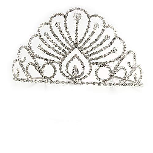 Avalaya Avalaya Statement Bridal/Wedding/Prom Rhodium Plated Austrian Crystal Tiara