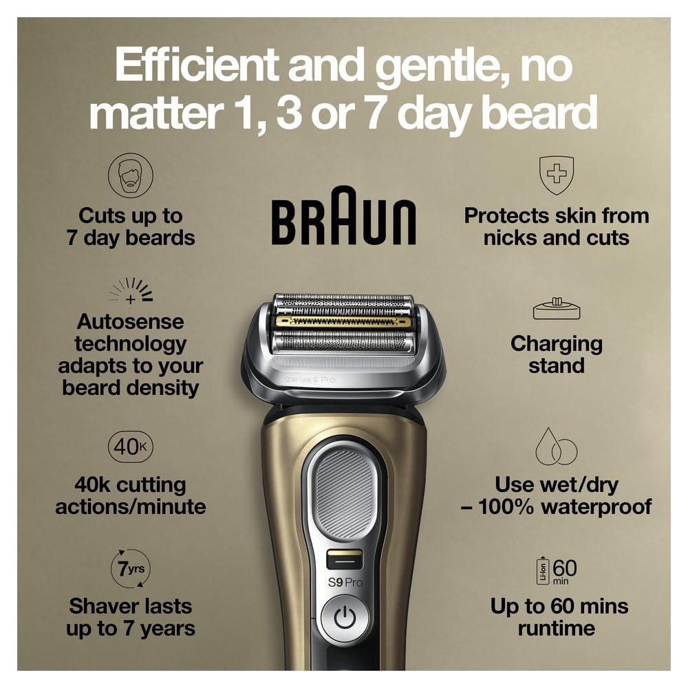 Braun Braun Series 9 Pro 9419s Electric Shaver for Men, Wet & Dry Shave, Shaving Kit with 4+1 Head with ProLift Trimmer