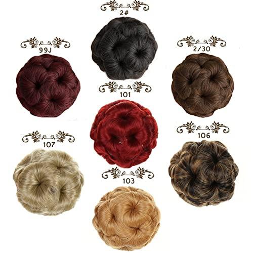 HASMI HASMI messy bun hair piece Synthetic Hair Bun Chignon Ponytail Extension Nine flowers Tress Clip In Ponytail Hair Hairpiece Curly Chignon Women\'s Hairpiece bun hair pieces for women (Color : NF111-2)