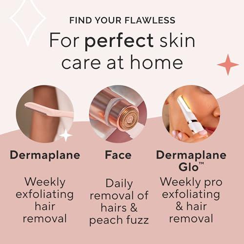 Finishing Touch Flawless Finishing Touch Flawless Dermaplane Glo Sonic Lighted Facial Exfoliator, Electric Vibrating Dermaplane Razor for Dermaplaning, Facial Hair Removal, 6 Replacement Heads