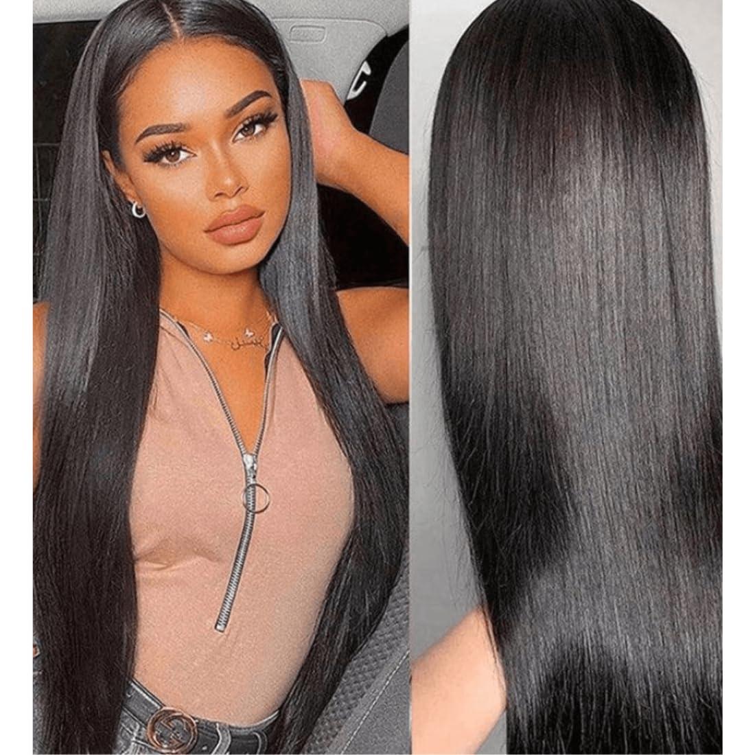 Beauty Forever Beauty Forever 13x4 Pre-Everything Glueless Frontal Straight Lace Front Wigs Human Hair,Bye Bye Knots Pre Bleached Ear to Ear Pre Cut Lace Wig Pre Plucked 150% Density 18inch