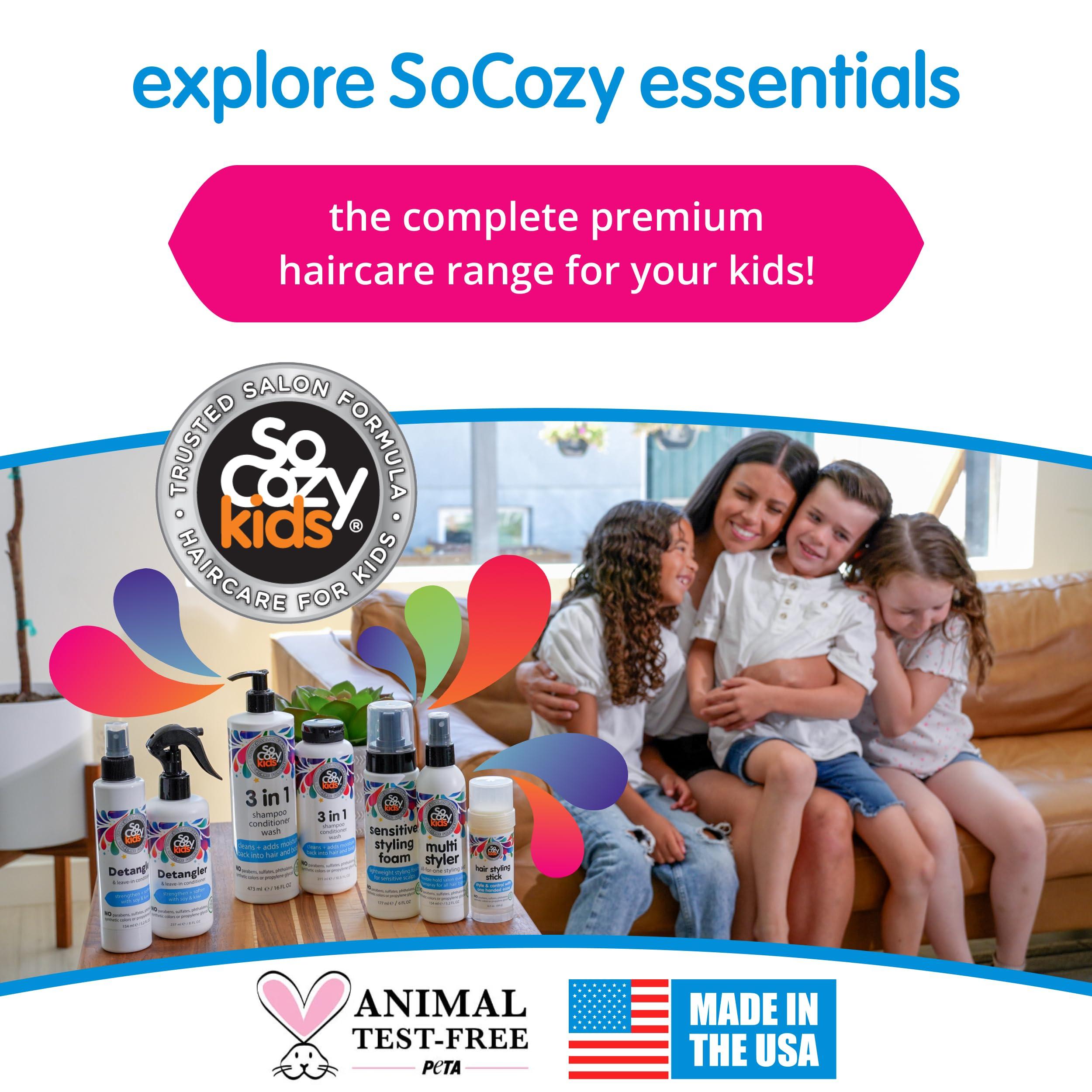 SO COZY SoCozy 2-in-1 Detangler & Leave In Conditioner Spray (8 Fl Oz, Pack Of 2) Hair Detangler Spray for Kids, Leave In Hair Conditioner & Detangling Spray with Keratin, Soy Protein & Kiwi Extract